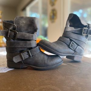 Distressed Moto Ankle Boots